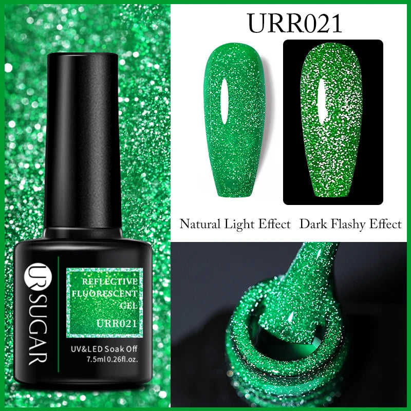 UR SUGAR Reflective Glitter Gel Polish - 7.5ml Pink Sequins Nail Art
