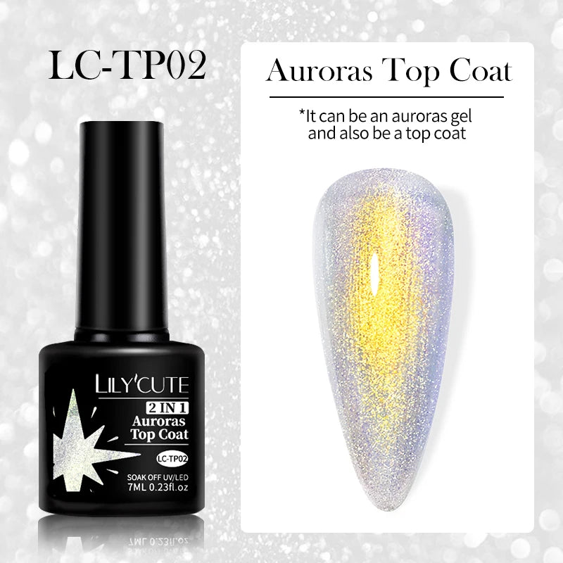 LILYCUTE UV Gel Nail Polish - Base & No-Wipe Top Coat Set (7ml)