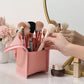 HOMEFISH Standing Cosmetic Bag - Clear Panel Makeup Organizer with Brush Holder