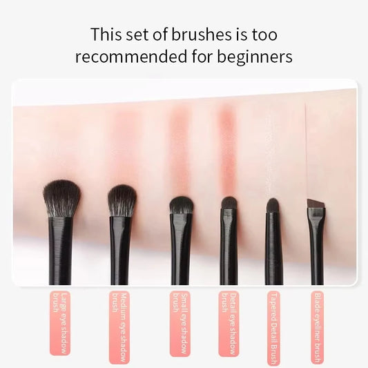 Professional Eye Makeup Brush Set - 6 Piece Soft Contour & Eyeshadow Brushes