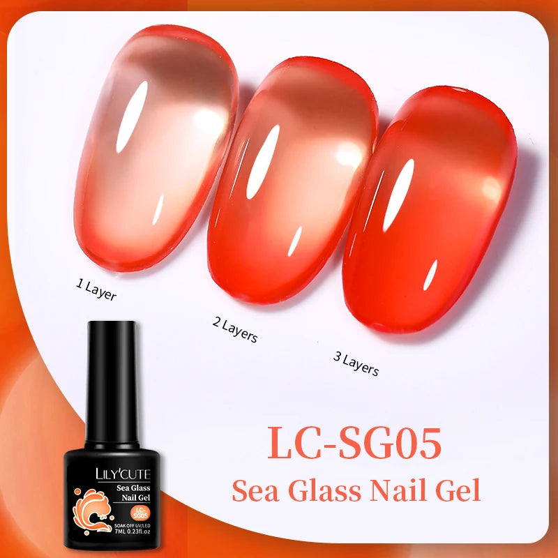 LILYCUTE 7ML Jelly Amber Gel Nail Polish Nail Art Dark Bloom Leopard