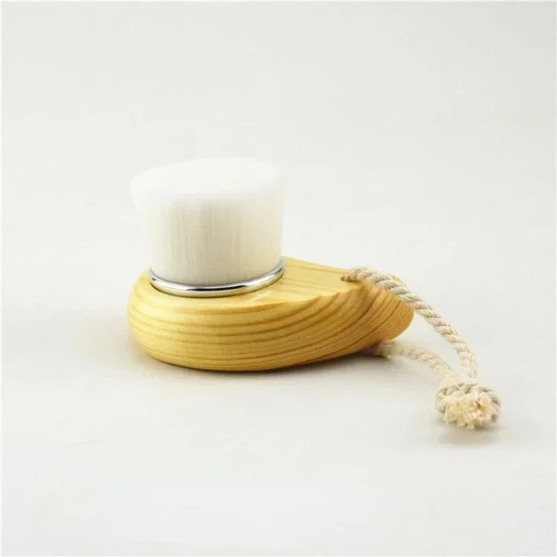 Wood Handle Facial Cleansing Brush - Manual Soft Face Massager & Pore Cleanser