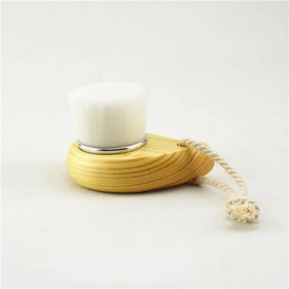 Wood Handle Facial Cleansing Brush - Manual Soft Face Massager & Pore Cleanser