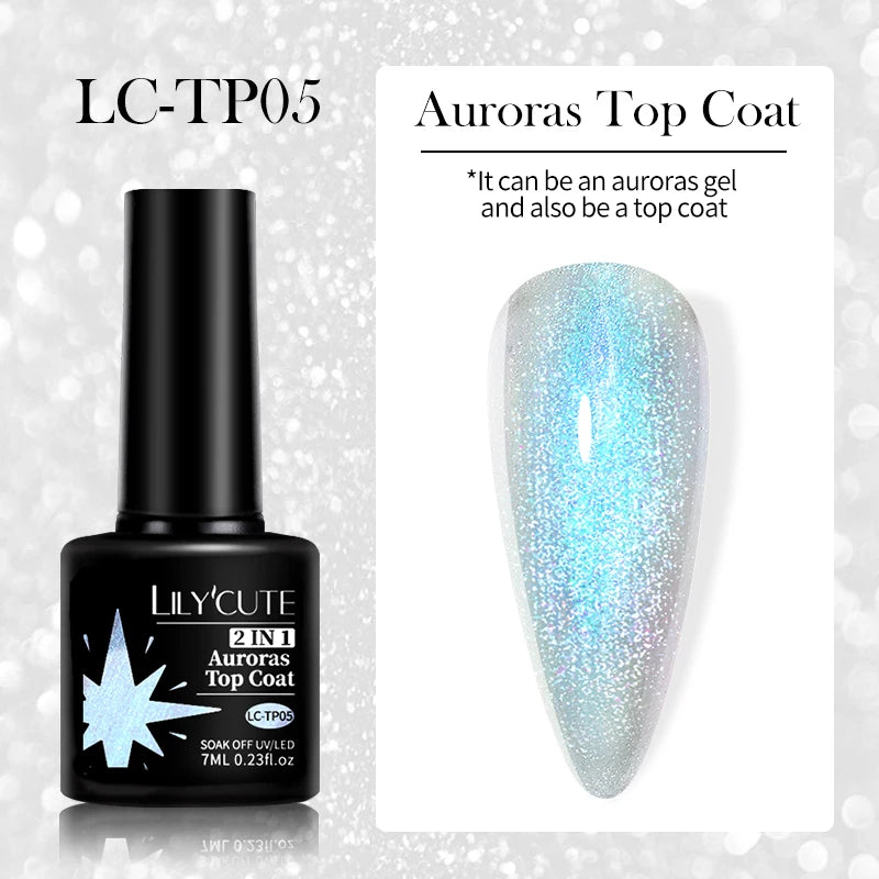 LILYCUTE UV Gel Nail Polish - Base & No-Wipe Top Coat Set (7ml)