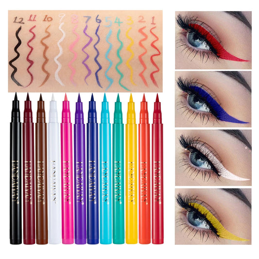 Waterproof Rainbow Matte Liquid Eyeliner - Colorful White Pink Pen