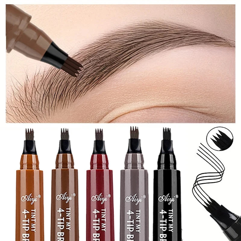 4 Split Tip Eyebrow Pen - Waterproof Liquid Tattoo Pen 5 Colors