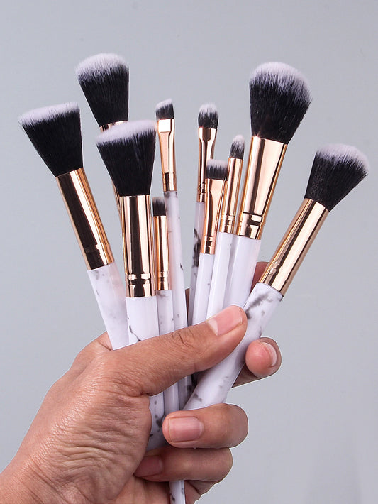 Professional Marble Makeup Brush Set - 11 Piece Collection