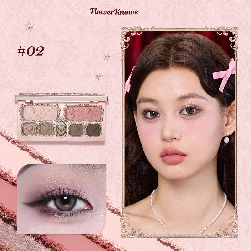 Flower Knows Strawberry Cupid Collection - Multi-Use Face Palette with Blush, Eyeshadow, Highlighter & Bronzer