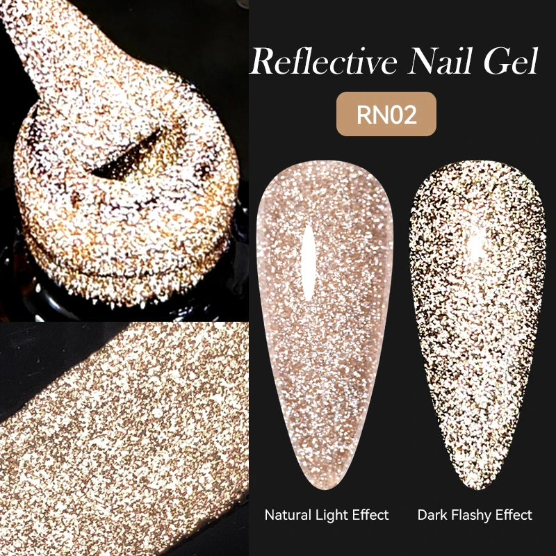 LILYCUTE 5ML Reflective Glitter Liner Gel Polish Nail Art Champagne Sparkling Lines