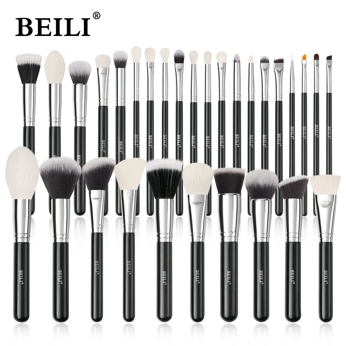BEILI Professional Makeup Brush Set - 30 Piece Natural Hair Collection