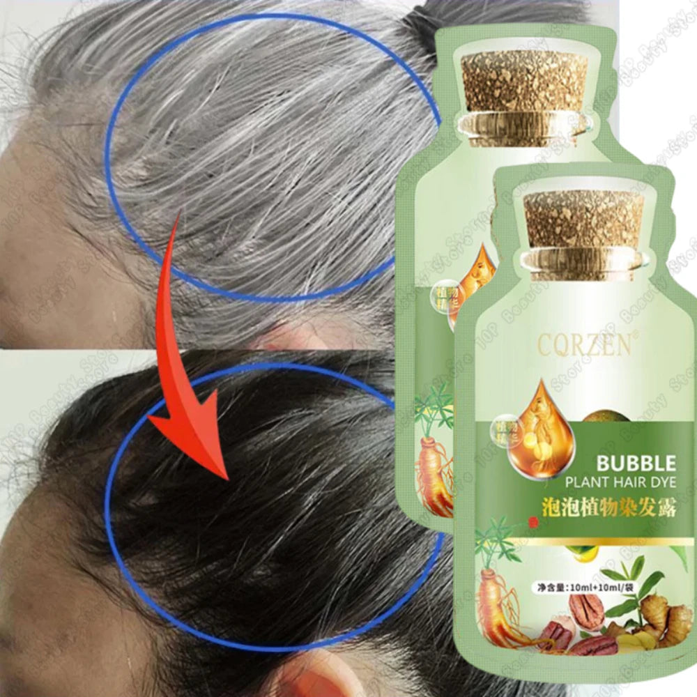 Natural Herbal Hair Dye Shampoo - 5-Minute Gray Coverage Treatment for Women & Men