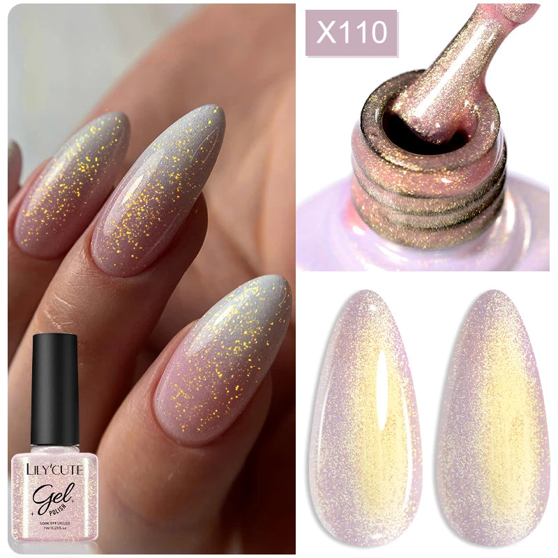 LILYCUTE 5ML Reflective Glitter Liner Gel Polish Nail Art Champagne Sparkling Lines