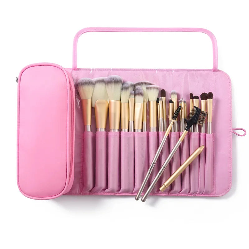 Rolling Makeup Brush Bag - Waterproof Travel Organizer with Foldable Design