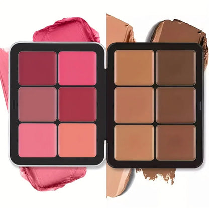 12 Color Blush Concealer Set - Waterproof Face Contour Cream Palette