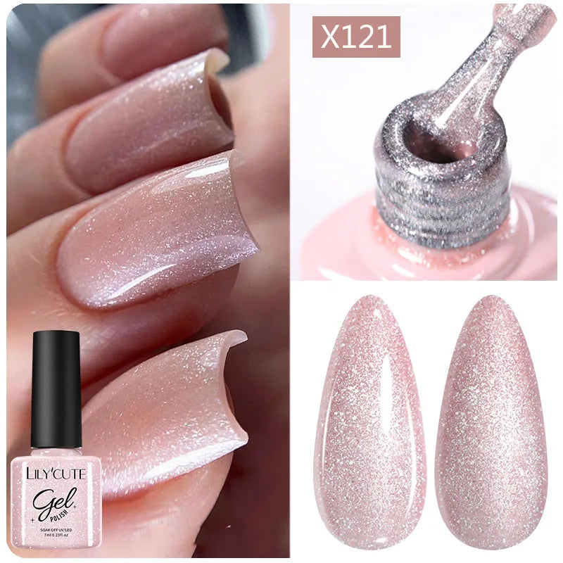 LILYCUTE 5ML Reflective Glitter Liner Gel Polish Nail Art Champagne Sparkling Lines