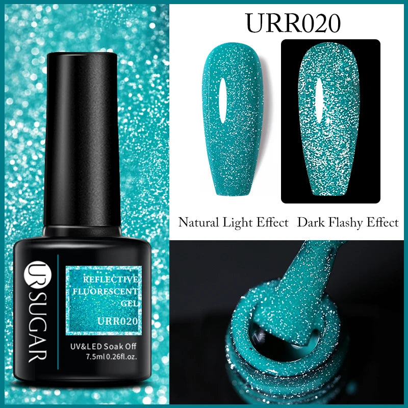 UR SUGAR Reflective Glitter Gel Polish - 7.5ml Pink Sequins Nail Art