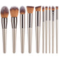 Professional Champagne Gold Makeup Brush Set - 14 Piece Premium Synthetic Hair Collection