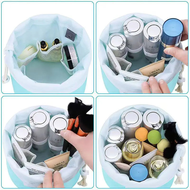 Fashion Round Waterproof Makeup Bag - High Capacity Travel Organizer