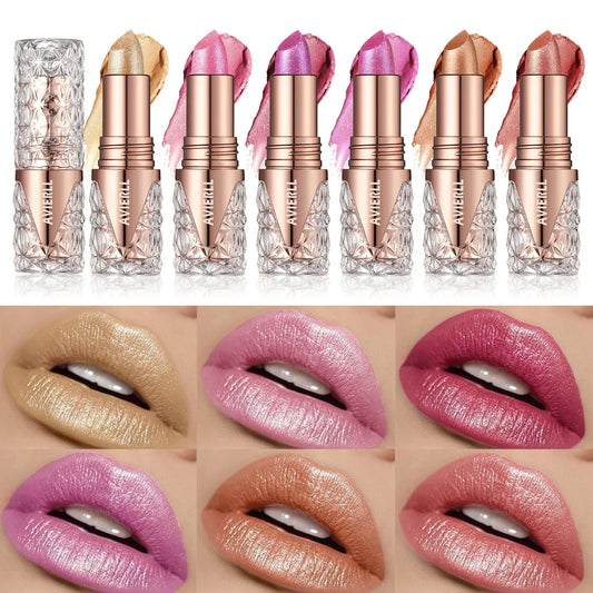 XMSJ Quicksand Gold Glitter Lipstick - Moisturizing Long-Lasting Waterproof Lip Color 3.8g