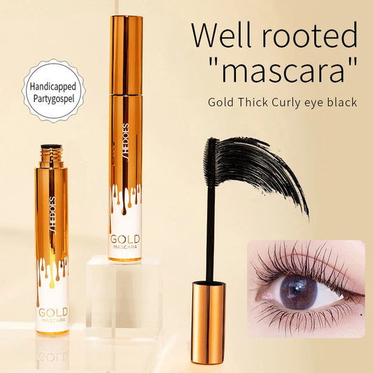 Waterproof Lengthening Mascara - Long-Lasting Curly Lash Formula with Gold Accent