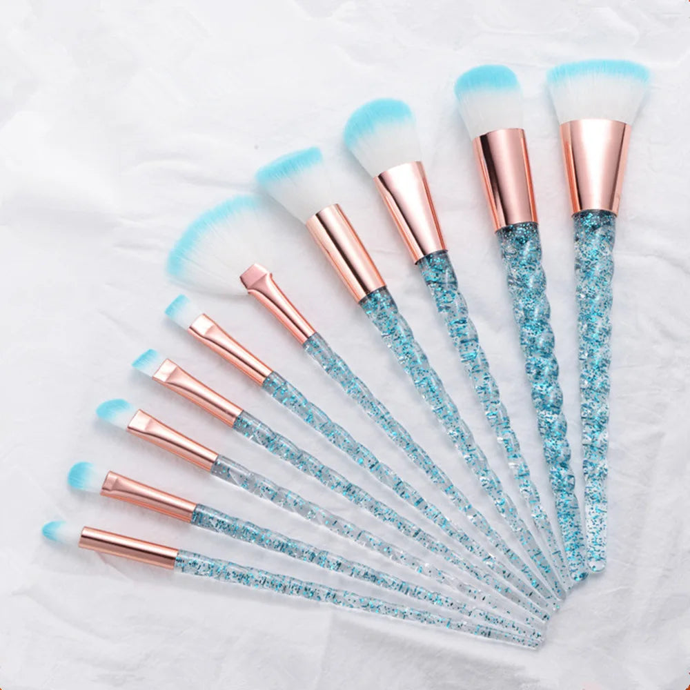 Professional Unicorn Makeup Brush Set - 10 Piece Collection