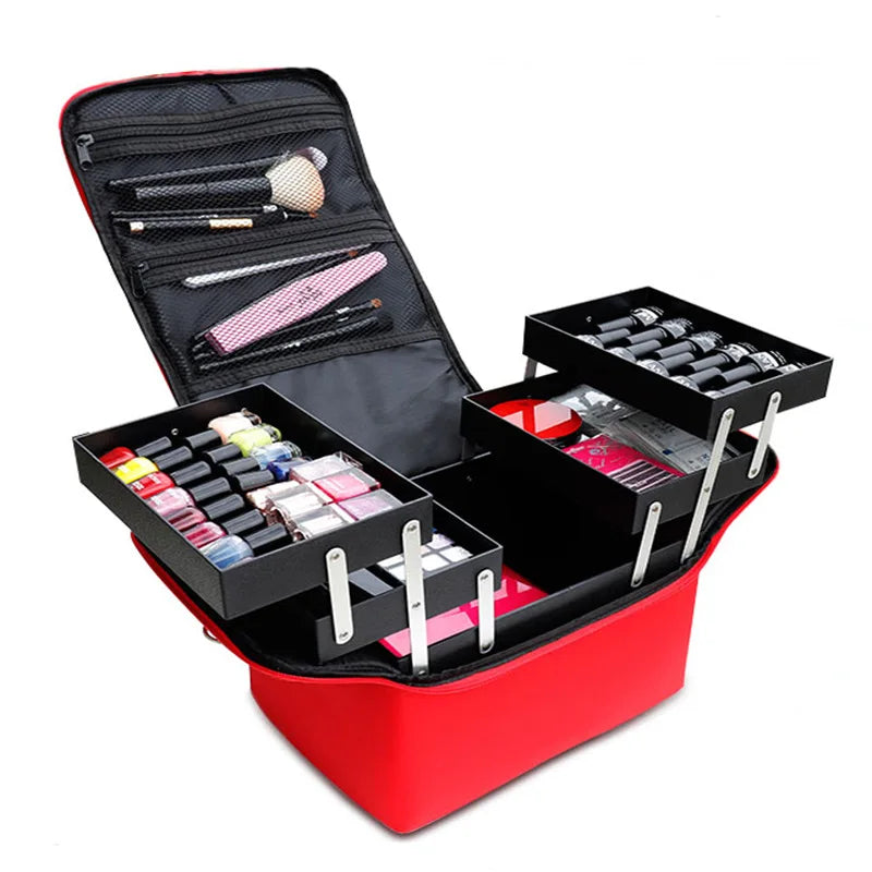Multi-Layer Waterproof Nail Art & Makeup Tool Box - Professional Beauty Storage