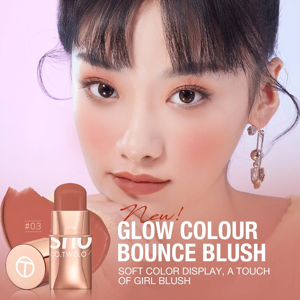 O.TWO.O 3-in-1 Blush Stick - Multi-Use Cream Blush for Lips, Cheeks & Eyes