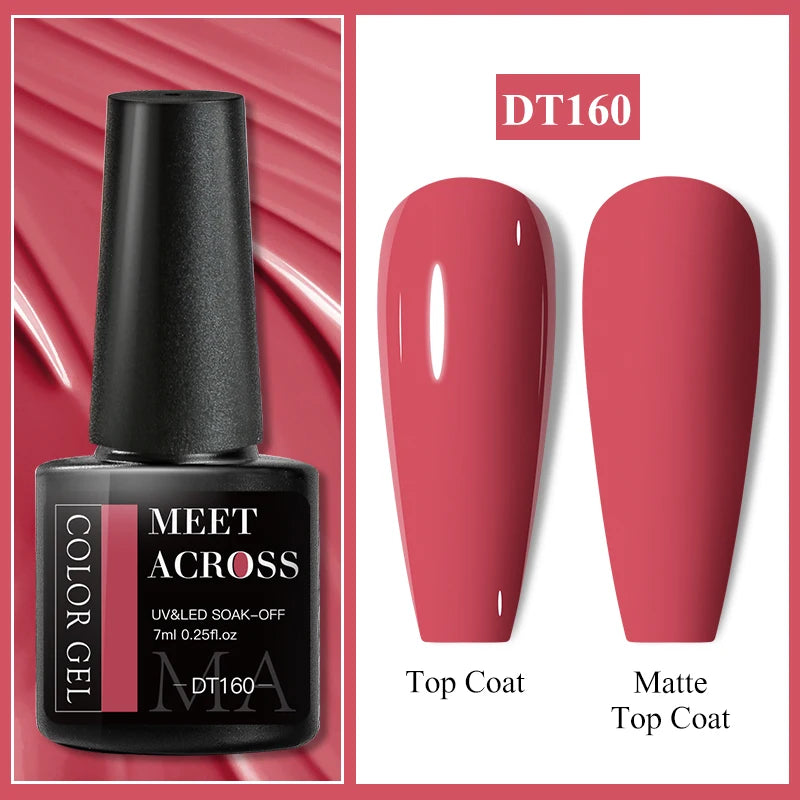 MEET ACROSS Wine Red Gel Nail Polish - 7ml Long-Lasting French Manicure