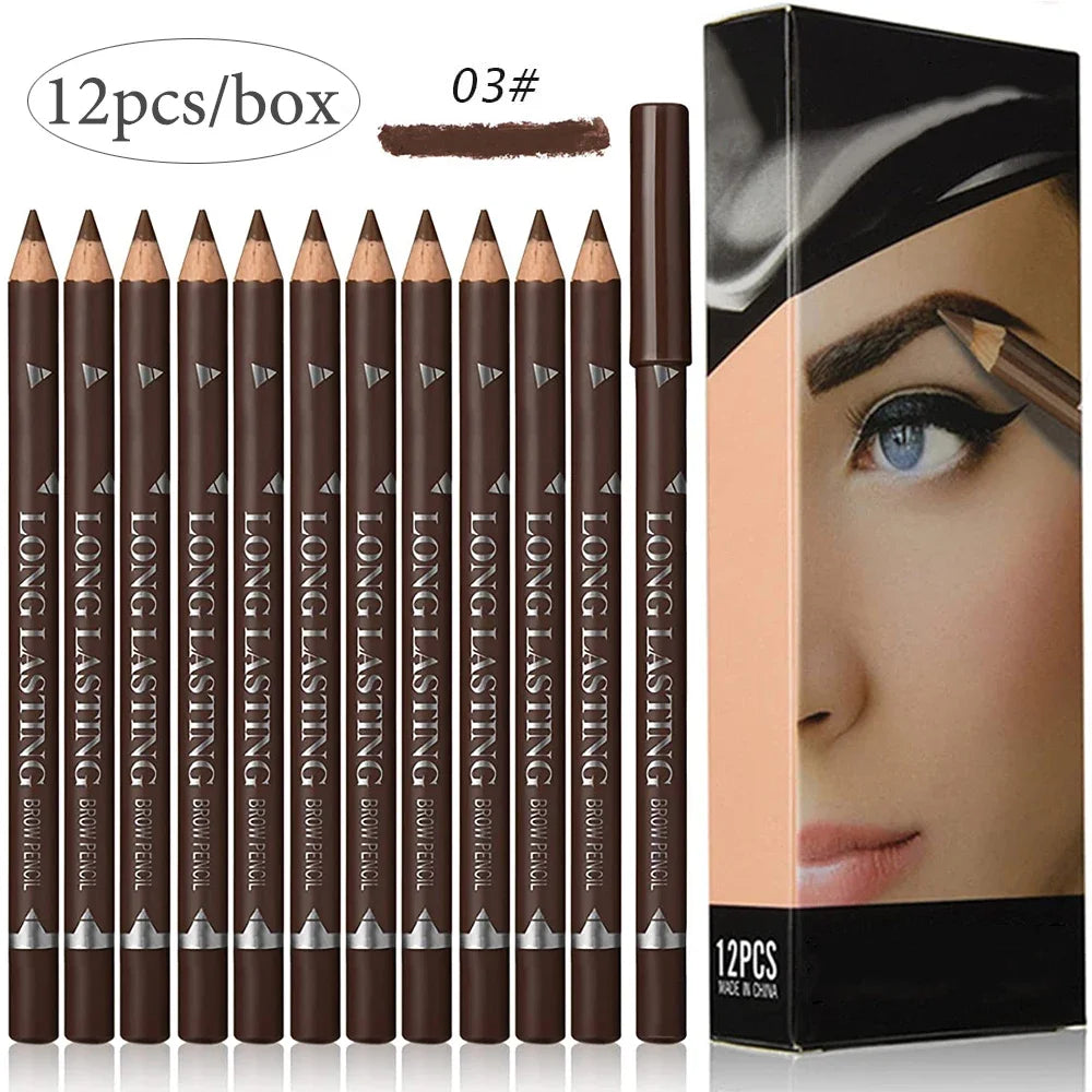 Eye Brow Pencil Set - 6/12Pcs Waterproof Professional Natural Black Brown