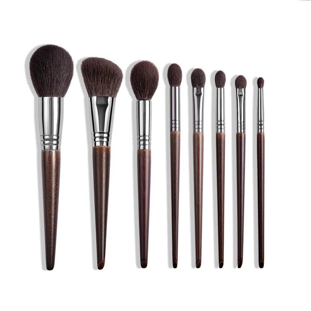 Professional 14-Piece Natural Goat Hair Makeup Brush Set with Premium Wooden Handles & Travel Case