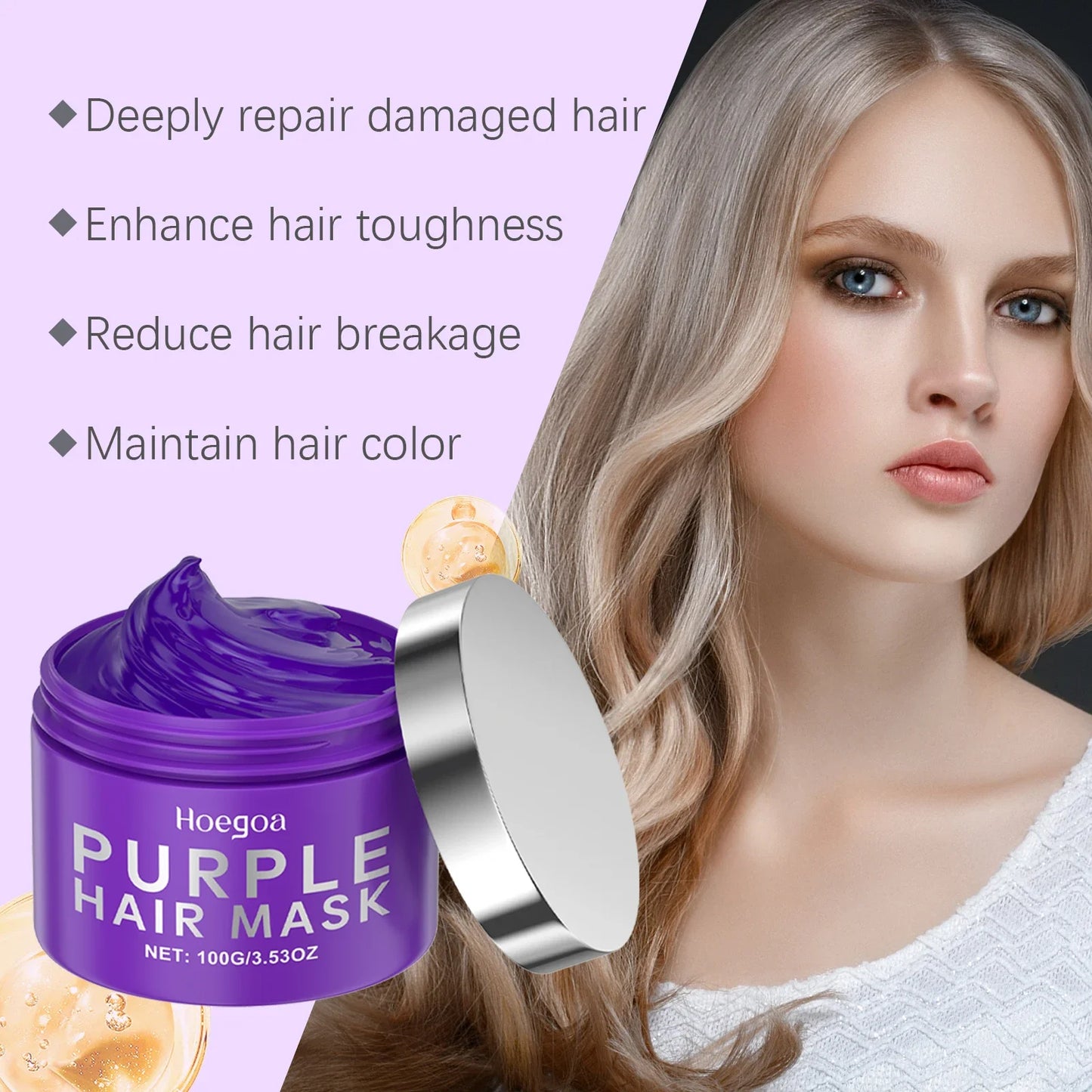 EELHOE Purple Keratin Hair Mask - Deep Repair Treatment for Blonde & Damaged Hair (100g)