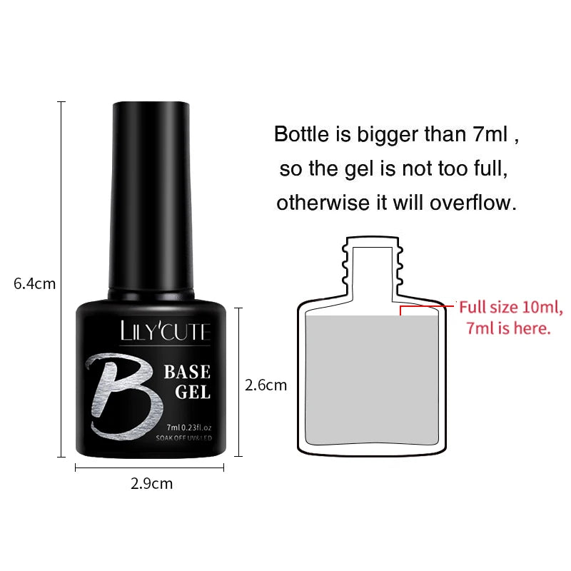 LILYCUTE UV Gel Nail Polish - Base & No-Wipe Top Coat Set (7ml)