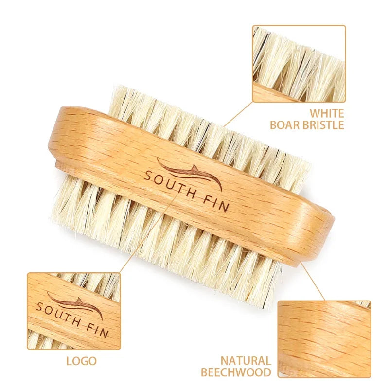 Double-Sided Nail Cleaning Brush - Natural Bristle Manicure Tool