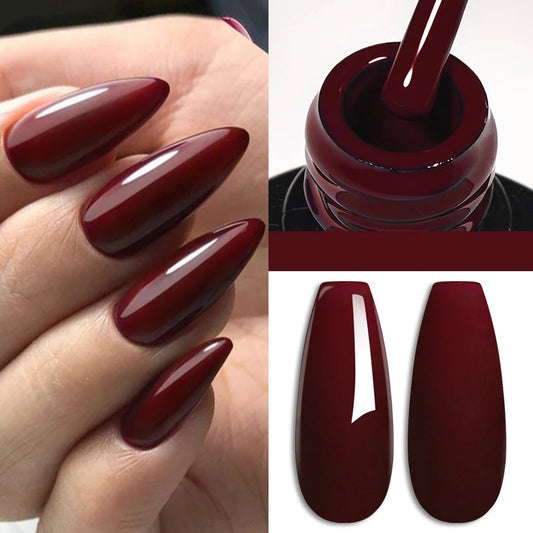 MEET ACROSS Wine Red Gel Nail Polish - 7ml Long-Lasting French Manicure
