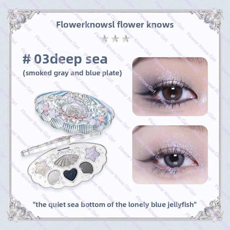 Flower Knows Moonlight Mermaid Eyeshadow Palette - 8 Color Matte & Shimmer