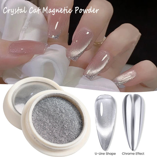 Aurora Cat Eye Magnetic Nail Powder - Chrome Pigment & Chameleon Effect Glitter