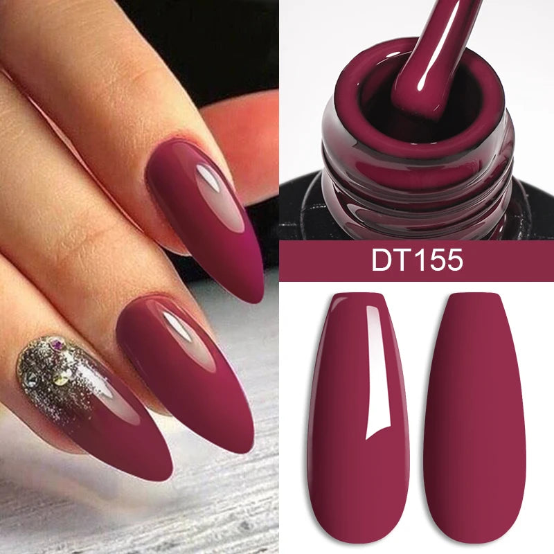 MEET ACROSS Wine Red Gel Nail Polish - 7ml Long-Lasting French Manicure
