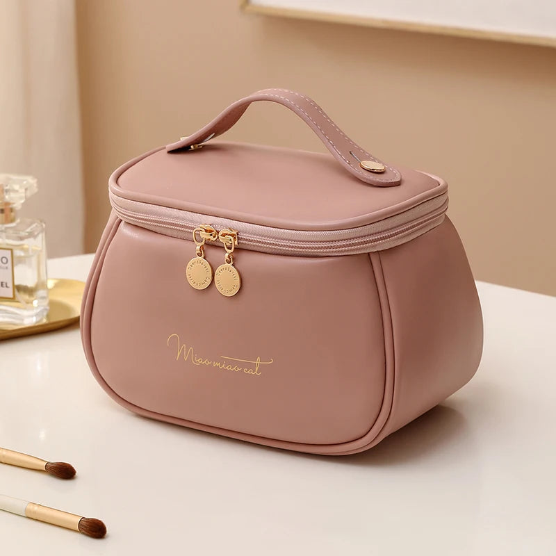 Luxury PU Leather Cosmetic Bag - Multi-Functional Travel Makeup Case