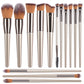 Professional Champagne Gold Makeup Brush Set - 14 Piece Premium Synthetic Hair Collection