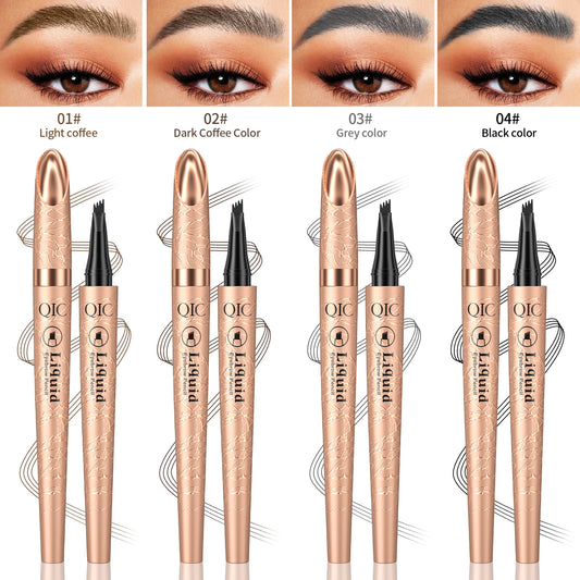 Liquid Eyebrow Pencil - Waterproof 4 Tip Microblade Pen Long-Lasting