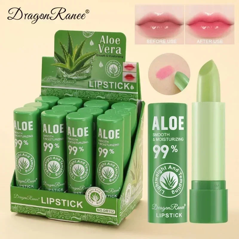 Aloe Vera Color-Changing Lip Balm - pH Reactive Moisturizing Lipstick for Natural Personalized Shade