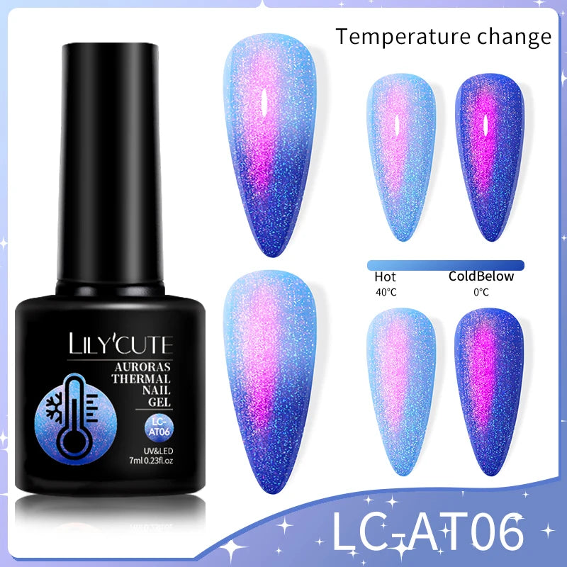 LILYCUTE Thermal Gel Nail Polish 7ml - Temperature Color Changing UV LED