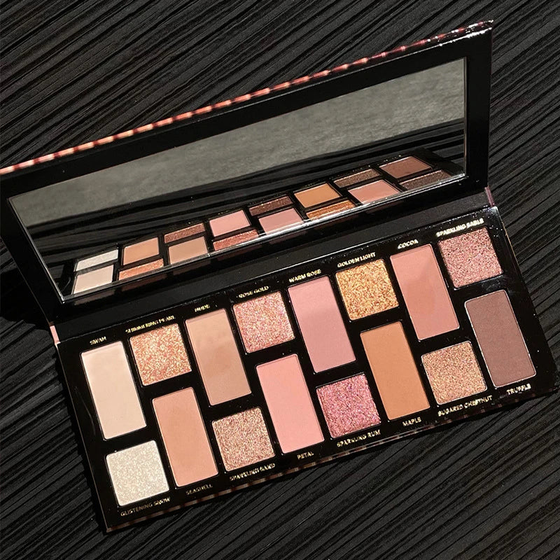 MYHO 16-Color Eyeshadow Palette - Matte & Shimmer Nude Brown Shades with Waterproof Formula