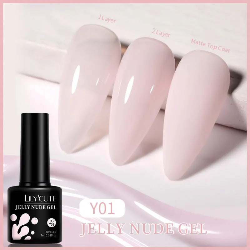 LILYCUTE 7ML Jelly Amber Gel Nail Polish Nail Art Dark Bloom Leopard
