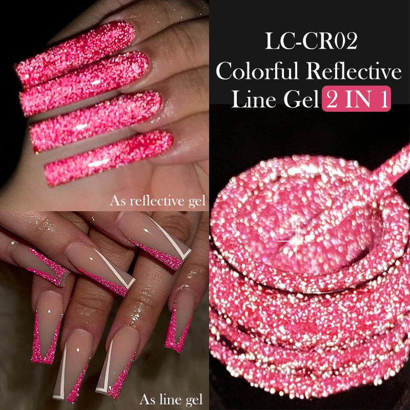 LILYCUTE 5ML Reflective Glitter Liner Gel Polish Nail Art Champagne Sparkling Lines