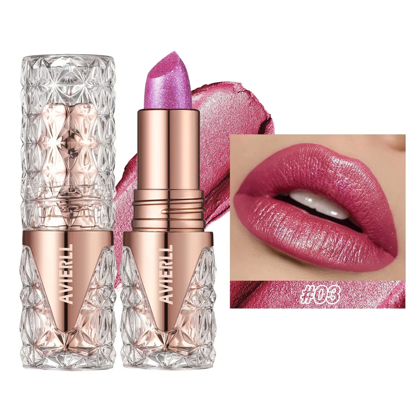 XMSJ Quicksand Gold Glitter Lipstick - Moisturizing Long-Lasting Waterproof Lip Color 3.8g