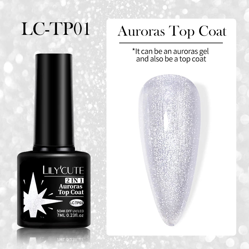 LILYCUTE UV Gel Nail Polish - Base & No-Wipe Top Coat Set (7ml)