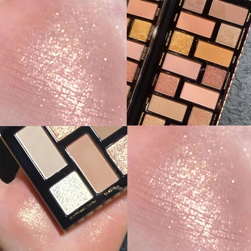 MYHO 16-Color Eyeshadow Palette - Matte & Shimmer Nude Brown Shades with Waterproof Formula