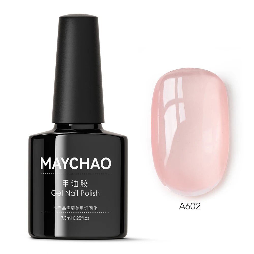 MAYCHAO Transparent Jelly Gel Nail Polish - 7.3ml Semi-Permanent Nude Collection