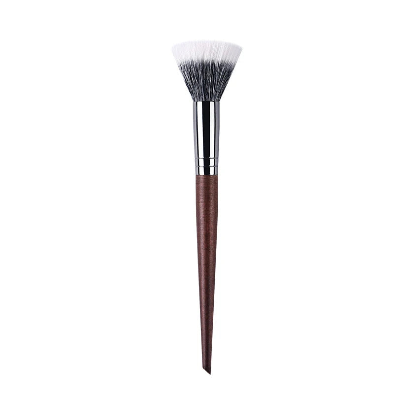 Natural Wood & Goat Hair Stippling Makeup Brush - Professional Powder & Contour Blending